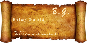 Balog Gerold névjegykártya